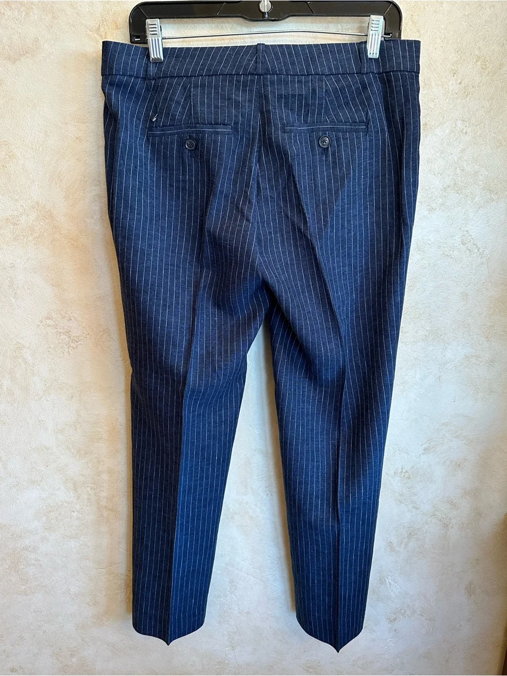 Banana Republic Navy Pinstripe Tapered Linen Pants NWOT